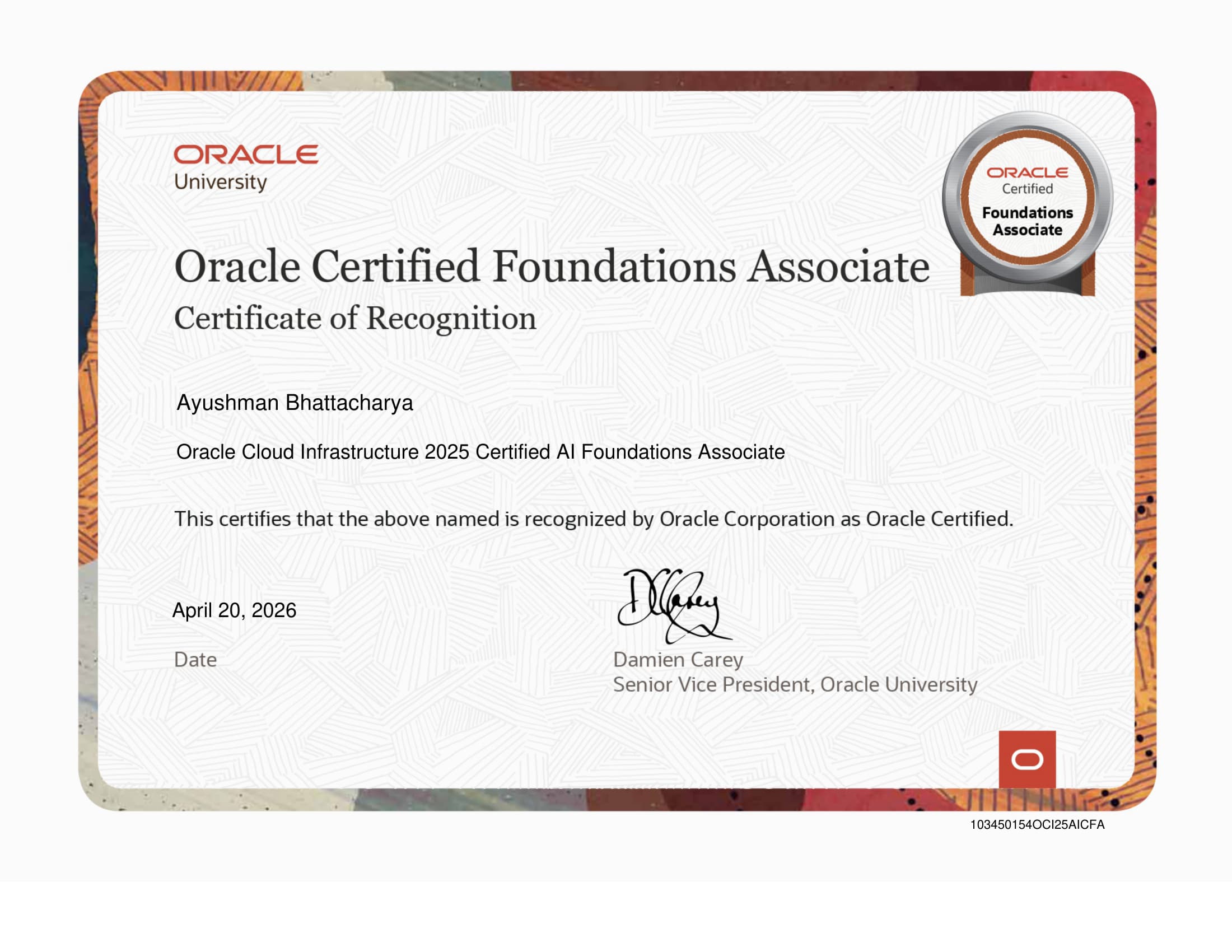 Oracle Cloud Infrastructure Certified AI Foundations Associate